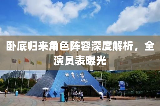 卧底归来角色阵容深度解析，全演员表曝光