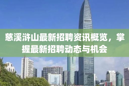 慈溪浒山最新招聘资讯概览，掌握最新招聘动态与机会