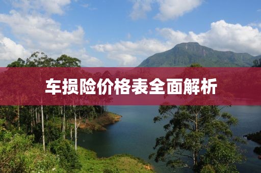 车损险价格表全面解析