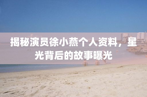 揭秘演员徐小燕个人资料，星光背后的故事曝光