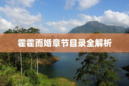 霍霍而婚章节目录全解析