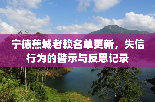 宁德蕉城老赖名单更新，失信行为的警示与反思记录