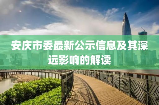 安庆市委最新公示信息及其深远影响的解读