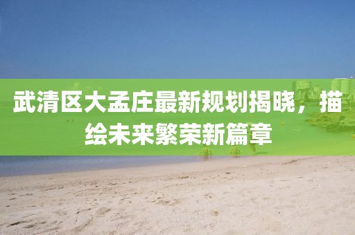 武清区大孟庄最新规划揭晓,描绘未来繁荣新篇章