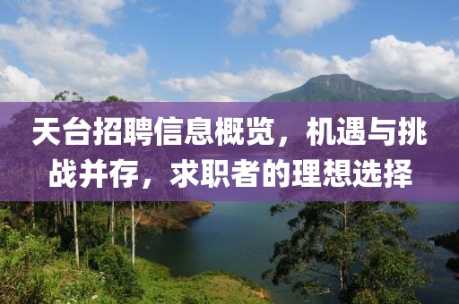 天台招聘信息概览,机遇与挑战并存,求职者的理想选择