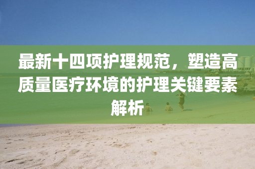 最新十四项护理规范,塑造高质量医疗环境的护理关键要素解析